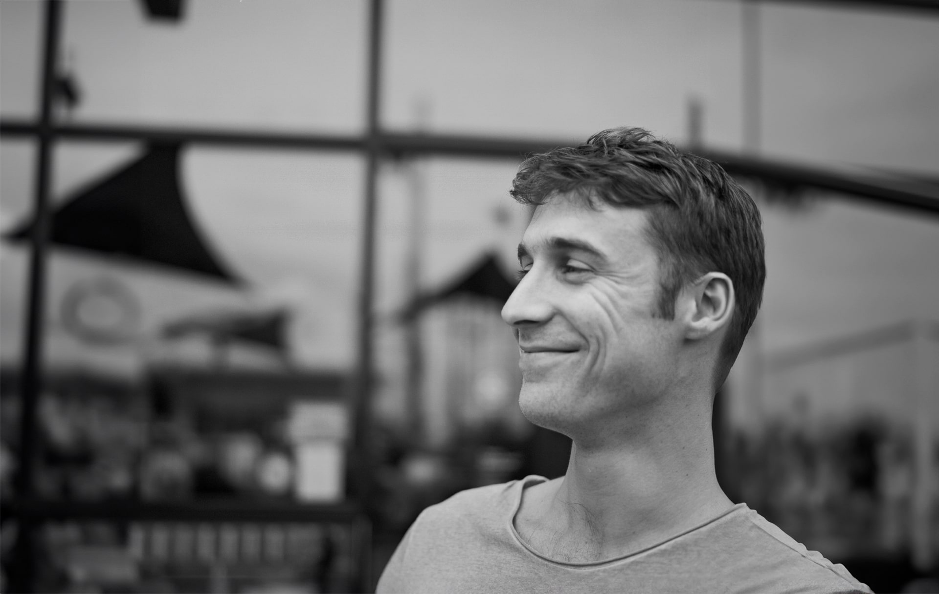 A portrait of the artist.